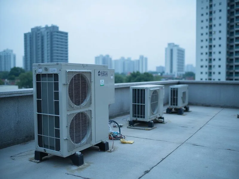 VRV/VRF outdoor units on a KL commercial rooftop