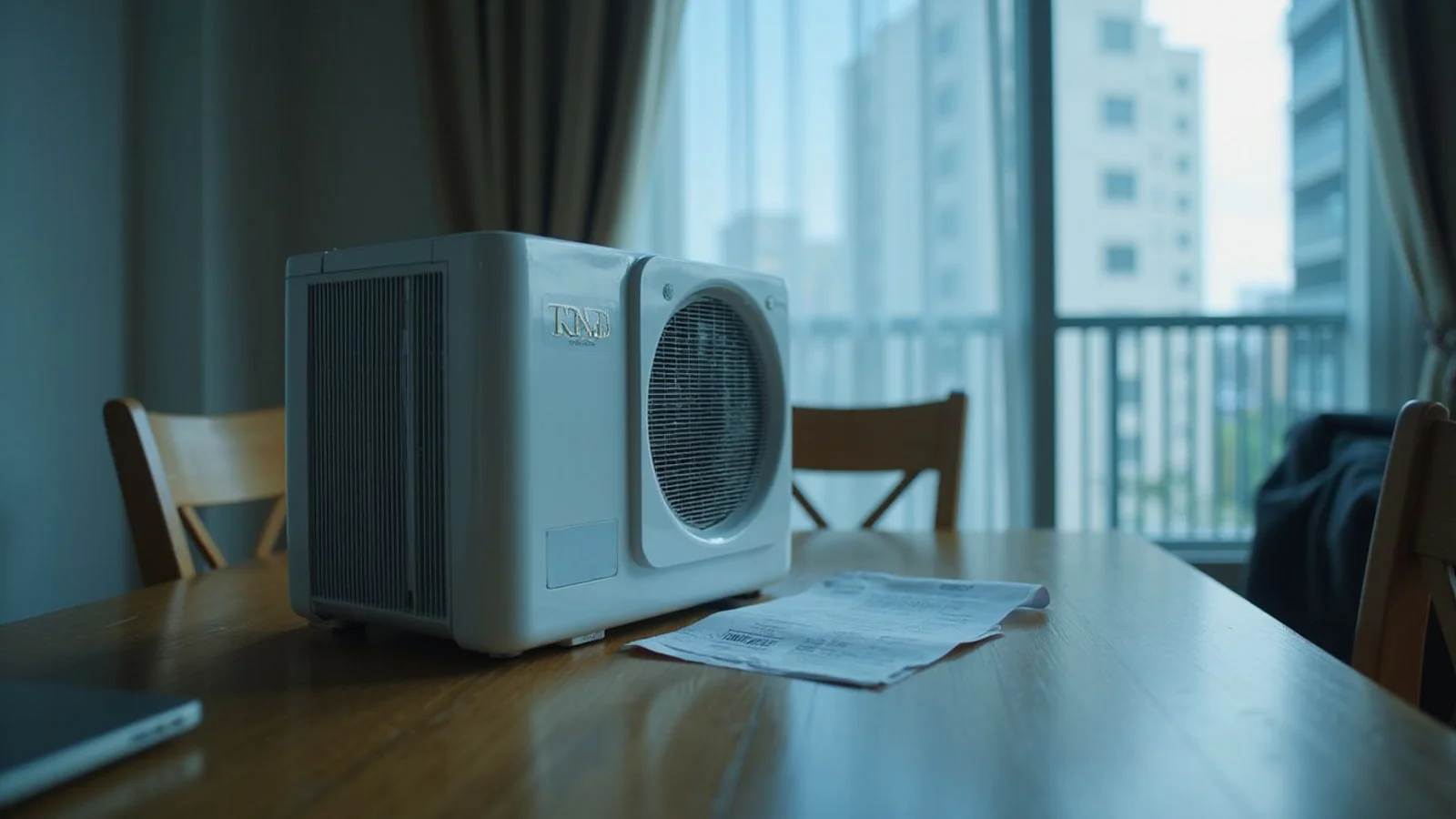 Inverter aircond unit beside a TNB electricity bill