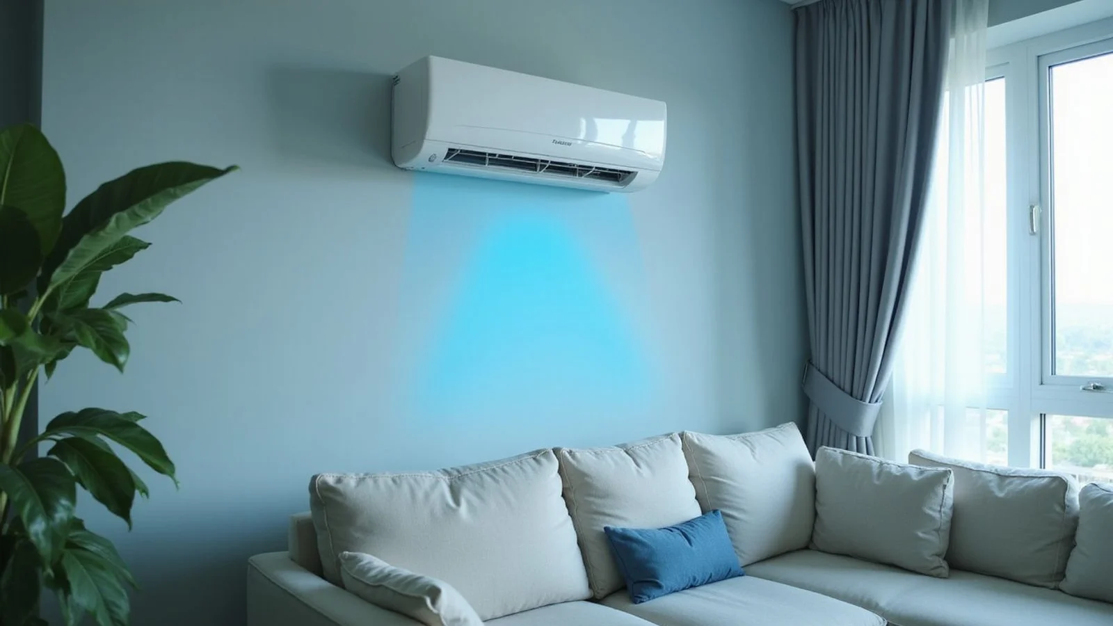 Wall aircond mounted high in a KL living room